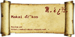 Makai Ákos névjegykártya